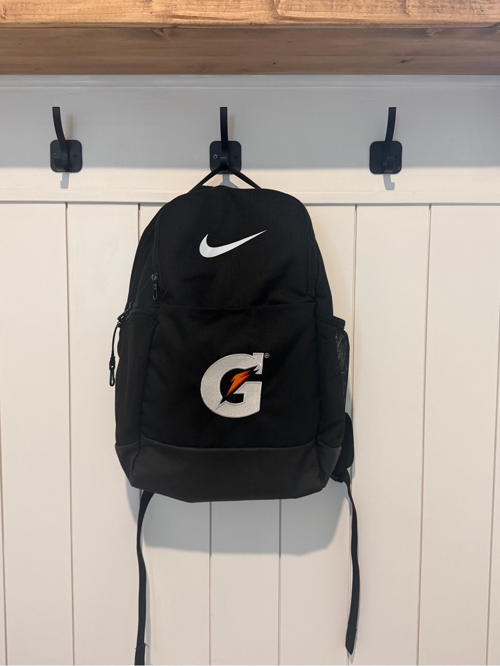Nike Black Backpack with White Swoosh and Gatorade Logo